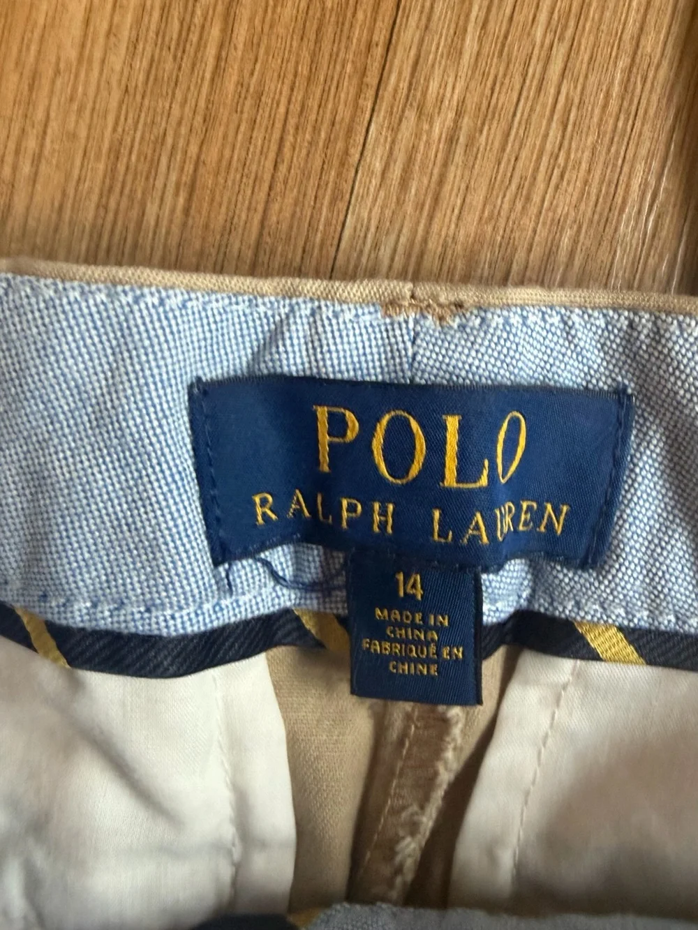 Polo by Ralph Lauren Khaki Straight-Leg Chinos with Green Striped Belt